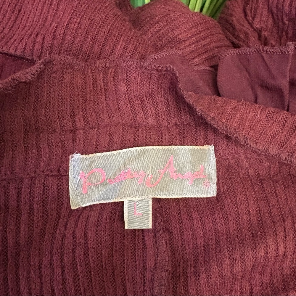 Pretty Angel Burgundy Ruffled Open Cardigan - Picture 4 of 5